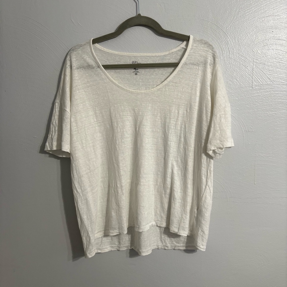 J. Crew Women’s White Linen TShirt | Tee | Knit Goods | Linen Yarns | Basics XS